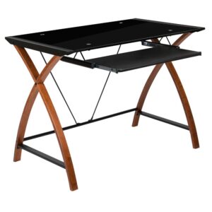 Add a contemporary flair to your home office with this computer desk that provides you with a compact workstation