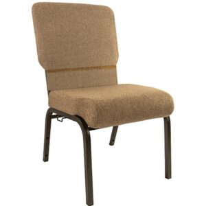 The Mixed Tan Molded Foam Church Chair - 20.5 in. Wide with Gold Vein Frame provides a durable seating solution for your fellowship hall or convention center. This comfortably padded stack chair not only satisfies seating in Churches
