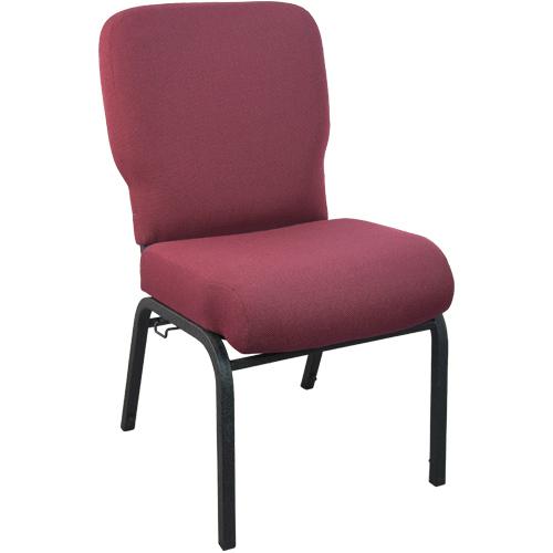 The Maroon Signature Elite Church Chair - 20 in. Wide with Black Powder Coated Frame provides a durable seating solution for your fellowship hall or convention center. This comfortably padded stack chair not only satisfies seating in Churches