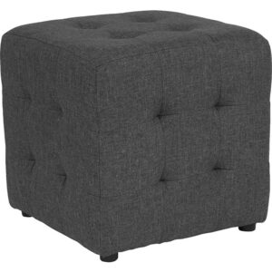 This incredibly stylish pouf has tufted upholstery all over