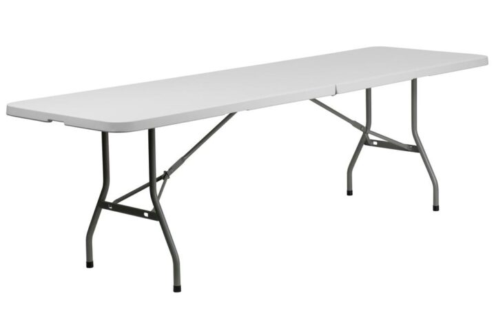 If you attend trade shows and have catalogs and products to display this portable folding table with carrying handle will make your life a little easier. Have your table standout at expos by draping a floor length table cover over the table and offering sweets to engage people as they walk by. After events the legs lock into place underneath the top and folds in half to transport with less effort. Be unbothered when your relatives invite additional friends to the barbecue
