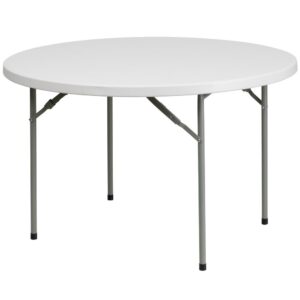 Coordinate game night around this round plastic table to seat 5 - 6 adults to play card games