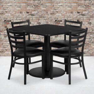 Don't have time to search through hundreds or thousands of table and seating options? This complete Banquet Table and Chair set saves you time to focus on your growing business. This set includes an elegant Black Laminate Table Top