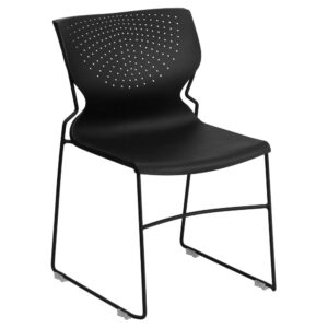 If you're looking for modern yet flexible seating for the front office of your business this sled base stack chair will outshine. This chair is highlighted by a deep curved back for lumbar support in a perforated design. Stack chairs are a popular choice in many industries