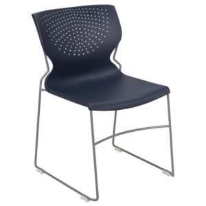 If you're looking for modern yet flexible seating for the front office of your business this sled base stack chair will outshine. This chair is highlighted by a deep curved back for lumbar support in a perforated design. Stack chairs are a popular choice in many industries