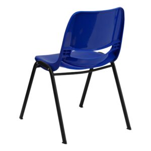 provide comfortable seating in your classroom or training room with these popular ergonomic plastic stack chairs. These student stack chairs are favorable in classrooms due to their ergonomic seat shell and lightweight design to move easily around the classroom. The ergonomic comfort-formed shell has a waterfall edge to reduce leg pressure and an air-vented lower back. Plastic chairs are easy to clean for high traffic environments. Spills in the seat drain through the drain holes to prevent water pooling. These stackable school chairs may be used outdoors for school events