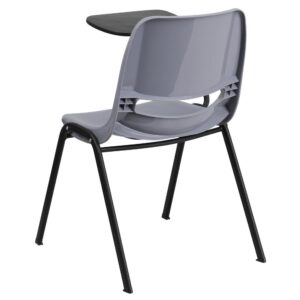 training room or study space with a tablet arm desk. Create a dedicated space for studying and lessons for your homeschooler with this compact sized tablet chair that won't take up much space in the home. This compact chair features a comfort-formed back and contoured waterfall seat that'll keep pupils focused on the instructor's lesson plan. The tablet arm flips up easily to get in and out and has a pencil groove to prevent writing utensils from rolling off. Many night schools