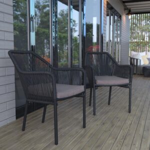 versatile look of this indoor/outdoor seating set will look great on the deck