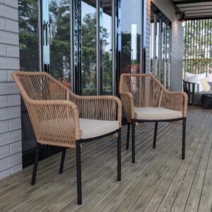 versatile look of this indoor/outdoor seating set will look great on the deck