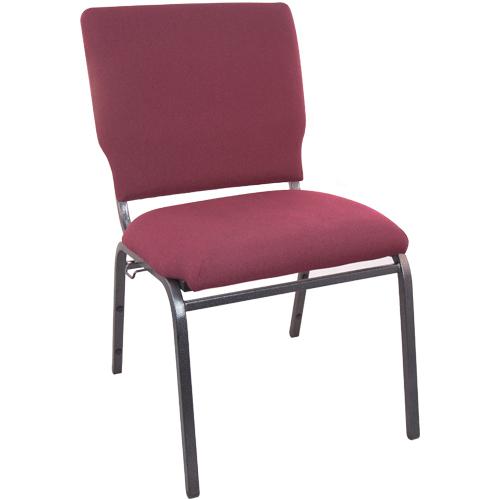 The Maroon Molded Foam Multipurpose Church Chair - 18.5 in. Wide with Silver Vein Frame provides a durable seating solution for your fellowship hall or convention center. This comfortably padded stack chair not only satisfies seating in Churches