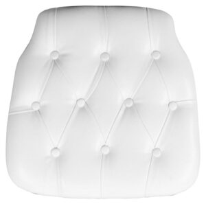 Hard cushions are the most popular choice in the rental and event industry offering firm support. Event coordinators also love the ability to customize the look of the chairs through the use of cushions. This white padded cushion will ensure that guests are seated comfortably. These button tufted cushions will make an elegant show piece to top off a beautiful reception. The hook and loop adhesive backing allows secure adhesion to chairs. The hard cushion provides firm support for guests while adding in a little extra padding