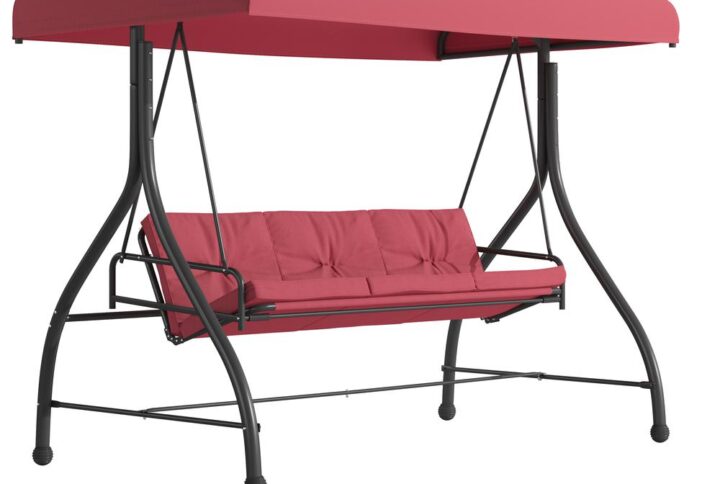 Take some time to unwind with a cool drink and let the rhythmic motion of this covered patio swing lull you into relaxation. An adjustable polyester canopy will allow you to decide how much sunlight you receive while the removeable back and seat cushions will keep you comfortable. If you feel like hanging out with friends and family