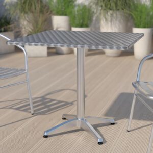 Lila Commercial Silver Metal Indoor-Outdoor Restaurant Stack Chair with Metal Triple Slat Back