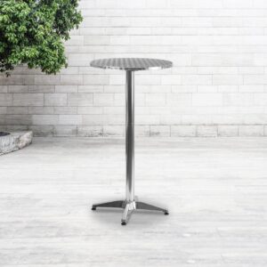 Take cocktail hour up a notch at your venue with this bar table with smooth designer looking top. Perfect for storing many
