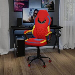 this designer ergonomic racing chair will let you do it in style. This high back computer chair is generously padded and covered in LeatherSoft upholstery for softness and durability. Padded arms