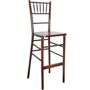 These fruitwood chiavari bar stools are a fantastic option for event spaces and a great compliment to chiavari chairs. Each fruitwood chiavari bar stool is designed for commercial use with a solid beechwood frame and are stackable up to 5 high for easy transportation. These bar stools feature steel plates under the seat for durability and can hold up to 600 lbs. static weight. Choose the right chiavari bar stool or chiavari chair for you space or wedding venue to make the best impression every time.