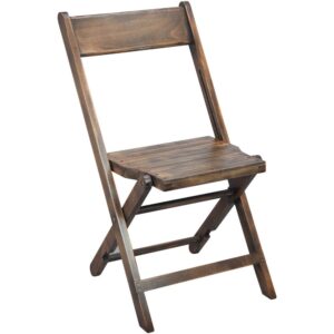 The slatted antique black wood folding wedding chairs offer a old world design and industry leading durability. Each wood folding chair features a true beechwood frame in an antique black finish offering a far more durable construction than competing luaun wood folding chairs. These beechwood folding chairs include a durable