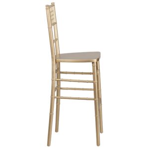 stacking capabilities and elegant design. This beautiful chair will become your premier choice for both indoor and outdoor events. Coordinate your Chiavari chairs with Chiavari bar stools for more diversity. The added touch of cushions will please your guests with the extra comfort.