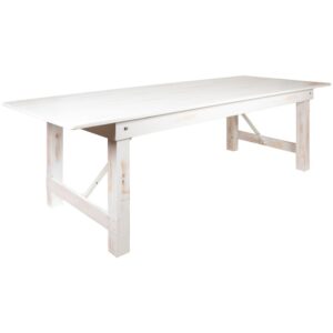 pull out the pins to fold the legs for transport. Bring the family together at home with this extra-large rustic dining table that provides a warm aesthetic and can comfortably seat up to ten people. With its solid pine construction our beautiful farm table is suitable for daily use in restaurant and hospitality industries. To keep in spotless condition