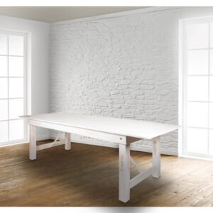 Set a stylish and rustic anchor in the heart of your home with our white rectangle dining room table where family can come together amongst delicious foods and great conversations. Accommodate visiting guests with this folding dining table with pins that provide extra stability while in use