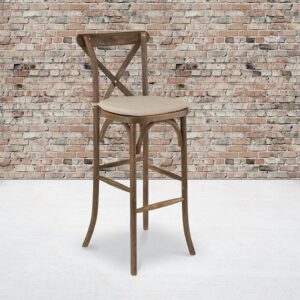 The Cross Back Barstool creates a charming and inviting ambiance with its curved lines and smooth finish. The designer cross back adds a modern
