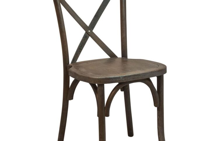 These Dark Driftwood X-Back Chairs are an ideal complement to elegant banquet halls