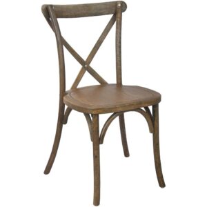 These Hand Scraped Dark Natural X-Back Chairs are an ideal complement to elegant banquet halls