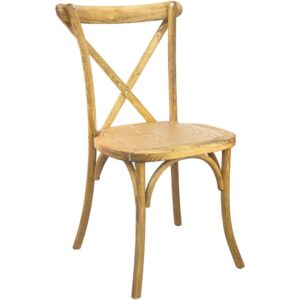 These Hand Scraped Natural X-Back Chairs are an ideal complement to elegant banquet halls