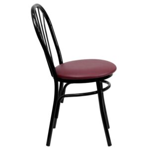 service and attractive furnishings. This traditional fan back chair with burgundy vinyl upholstery will offer guests a warm