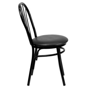 service and attractive furnishings. This traditional fan back chair with black vinyl upholstery will offer guests a warm