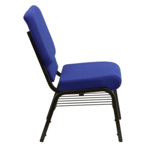 serving a 10 course meal or delivering your most inspirational sermon. This chair offers an advantage over pew seating with the flexibility of creating different seating configurations. The chair's cushioned back and 4" thick seat are generously padded and covered in durable fabric upholstery. The seat has a waterfall edge that reduces pressure on your attendees' legs. A convenient book pouch on the back of the chair keeps seminar materials