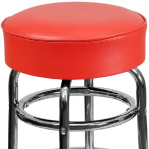 restaurant or pool hall to this superbly designed double ring barstool. The round swivel seat provides easy access and promotes conversation between customers. This commercial grade stool was built to withstand the daily rigors in the hospitality industry