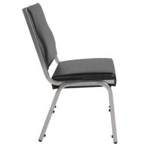 these metal stack chairs stack up to 10 high for storage while the plastic bumper guards safeguard the frame from scratches. If you need seating for your healthcare facility these antimicrobial guest chairs are an excellent choice for your waiting room and patient room. Designed for intensive use this easy to clean chair is optimal for your high traffic environment.