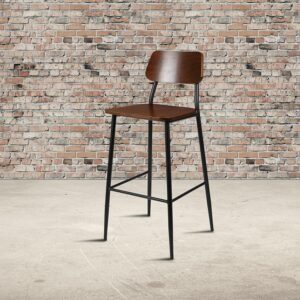 When furnishing your establishment you need seating that can change with your decor and you won't be disappointed with this richly hued industrial bar stool. The mixed media design blends seamlessly giving this metal bar stool an up to date appearance that will go from modern industrial to rustic farmhouse and just about everything in between. This solid restaurant dining barstool boasts an easy to clean mahogany finish