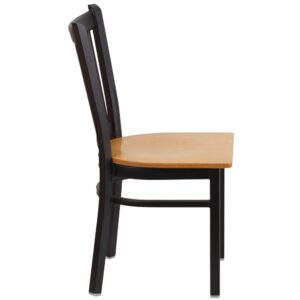 service and attractive furnishings. This metal chair with natural wood seat is a popular choice for furnishing dining spaces in restaurants