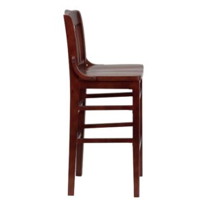 elegant look when furnishing your establishment with this richly hued mahogany wood bar stool. This wooden stool will make an attractive addition to your restaurant