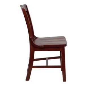 elegant look when furnishing your establishment with this richly hued mahogany wood dining chair. This wooden chair will make an attractive addition to your restaurant