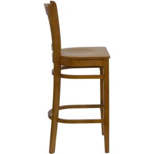 service and attractive furnishings. This classic cherry wood bar stool will offer guests a warm