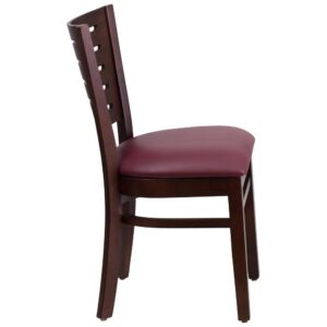 elegant look when furnishing your establishment with this richly hued walnut dining chair. This chair will make an attractive addition to your restaurant