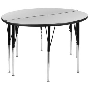 stain and warp resistant. An attractive black powder coated finish protects the upper legs from scratches and height adjustable chrome lower legs give you the flexibility to raise or lower the table a full 9" in 1" increments. Self-leveling nylon floor glides keep the table from wobbling and protect your floor by sliding smoothly when you need to move it. 21st century Gen Z and Gen Alpha generations are learning at a faster pace and require modern furnishings and technology to focus their attention. Collaboration doesn't happen only in the classroom