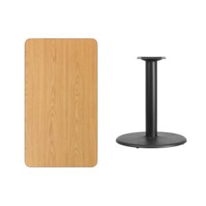 break room or cafeteria with this table top and base configuration.This set is designed for commercial use to withstand the daily rigors in the hospitality industry. This set will also make a great option for your home as a dining table or in the rec room. The reversible natural or walnut top allows you to choose your color of choice and then affix to the base. Surface is heat