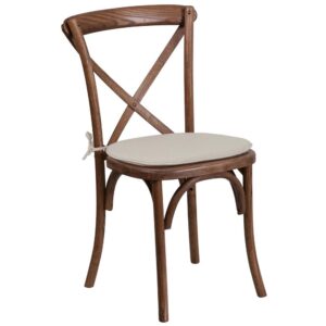 The Cross Back Chair creates a charming and inviting ambiance with its curved lines and smooth finish. The designer cross back adds a modern