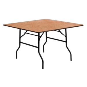 Be ready for your next event with this square wood folding table is a great option for special event planners
