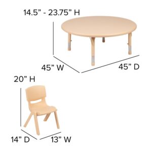 the table has rounded edges and the plastic stack chairs are constructed of metal-free materials. This activity table set serves as a play table or kids dining table in the classroom or home. Built for comfort