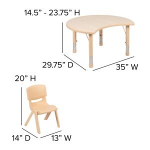 the table has rounded corners and the plastic stack chairs are constructed of metal-free materials. This activity table set serves as a play and learning table for the classroom or home. Built for comfort