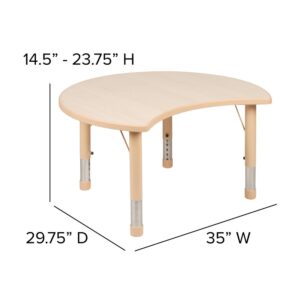 the safety rounded corners reduce injury around rambunctious toddlers. The laminate top and plastic edge material blend seamlessly. The neutral tone focuses children on learning assignments. Adjustable height legs give you the flexibility to raise or lower to accommodate kids up to the age of 7. Children appreciate having their own area within the common areas of the home. This activity table serves as a play table or kids dining table. Host play dates while accommodating 4 children around this round plastic table. Don't let spills ruin the fun