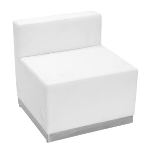 Moving your furniture around is a quick and easy way to change up the look and feel of your space so modular pieces like this white LeatherSoft upholstered chair are a must have. LeatherSoft is leather and polyurethane for added softness and durability. This modern chair gives an upscale