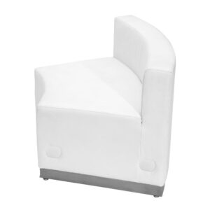 Moving your furniture around is a quick and easy way to change up the look and feel of your space so modular pieces like this white LeatherSoft upholstered concave chair are a must have. LeatherSoft is leather and polyurethane for added softness and durability. This modern chair gives an upscale
