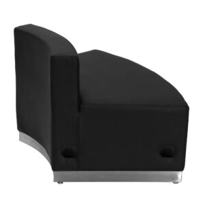 Moving your furniture around is a quick and easy way to change up the look and feel of your space so modular pieces like this black LeatherSoft upholstered convex chair are a must have. LeatherSoft is leather and polyurethane for added softness and durability. This modern chair gives an upscale