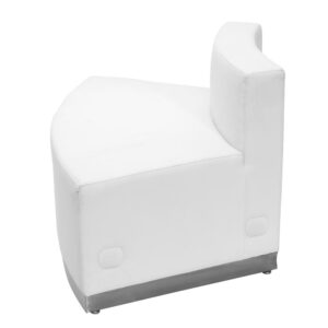 Moving your furniture around is a quick and easy way to change up the look and feel of your space so modular pieces like this white LeatherSoft upholstered convex chair are a must have. LeatherSoft is leather and polyurethane for added softness and durability. This modern chair gives an upscale